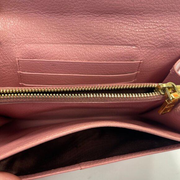 Miu Miu Pink Madras Leather Envelope-style Wallet Clutch - Preowned - Picture 10 of 14